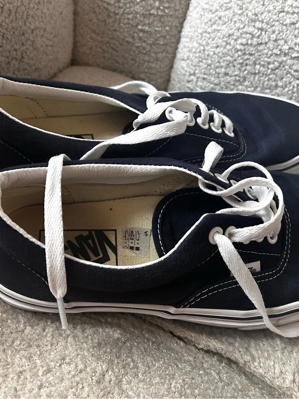 Vans Navy and White Low-Top Canvas Sneakers